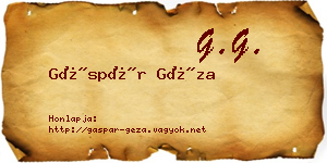 Gáspár Géza névjegykártya